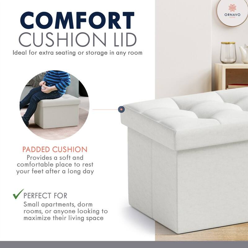 2 Pack Small Rectangle Foldable Storage Ottoman