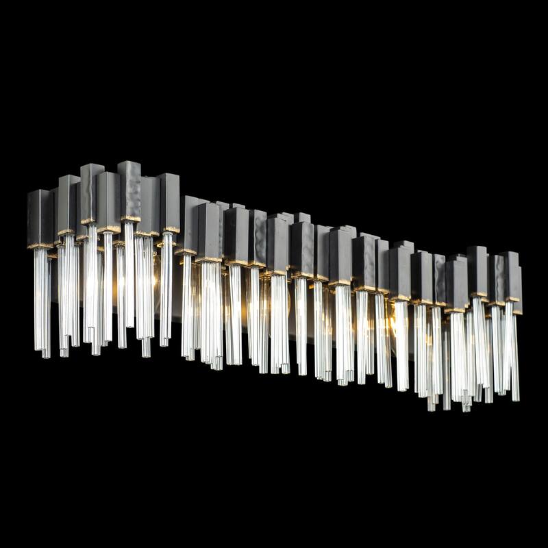 Varaluz Matrix Bathroom Vanity Light - 3-Light - Matte Black/French Gold