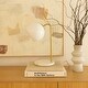 preview thumbnail 4 of 10, Brightech Krystal 14.5 in. Antique Brass Modern LED Arc Desk Lamp with White Glass Globe Shade