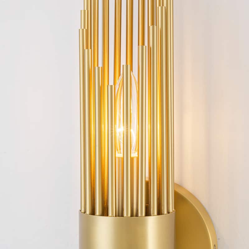 2-Light Gold Vertical Slat Wall Sconce MidCentury Modern Linear Design