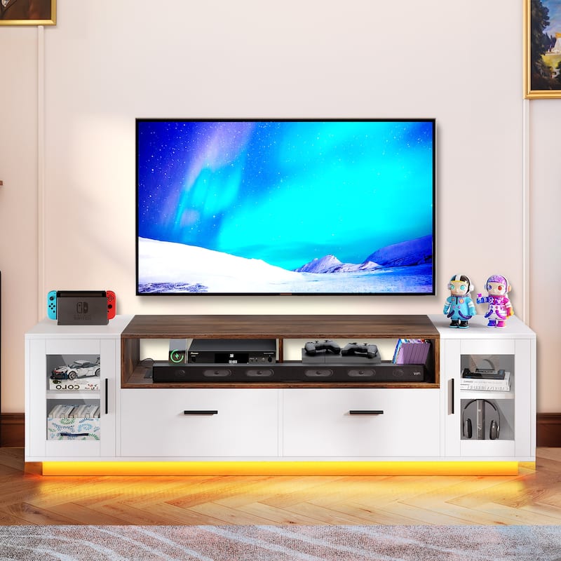 Moasis 63 inch TV Stand with LED RGB Light Entertainment Center for TVs up to 75"