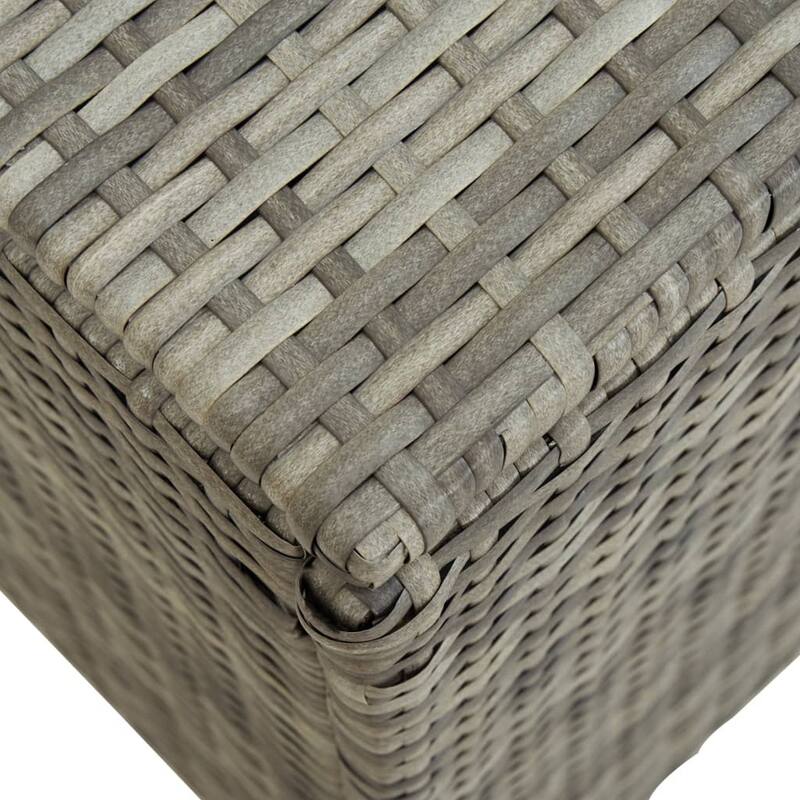Outdoor Storage Cabinet, 79 Inch Light Gray Poly Rattan and Metal