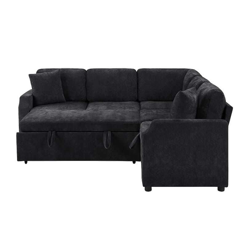Roomfitters L-Shaped Sectional Sofa Bed with Sleeper and Hidden Storage Compartment for Living Room