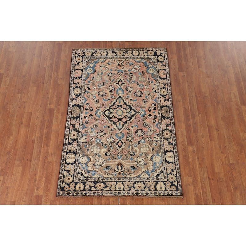 Floral Mahal Persian Antique Area Rug Handmade Wool Carpet - 4'1"x 6'5"