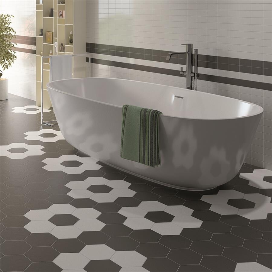 Shop Somertile 7x8 Inch Hextile Matte Nero Porcelain Floor And