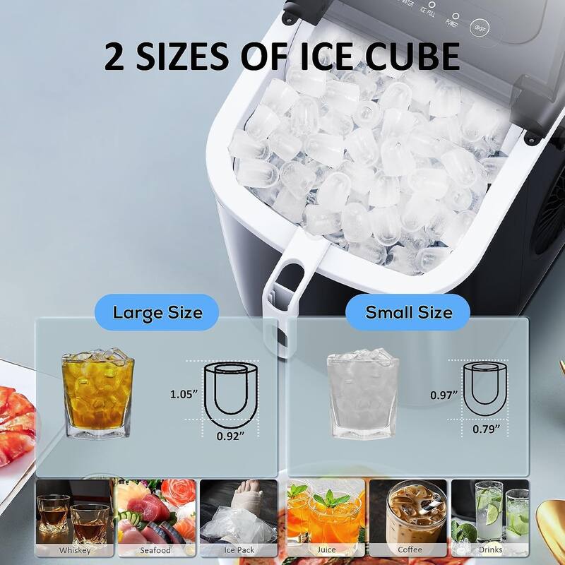 Ice Maker Portable Ice Machine, Basket Handle,Self-Cleaning Ice Makers