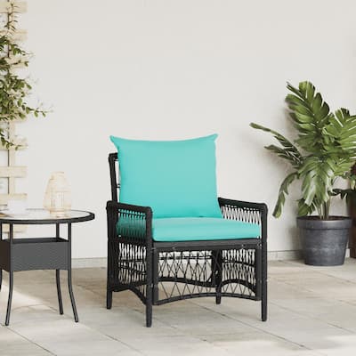 vidaXL Garden Chair with Cushions Black 60x70x78 cm Poly Rattan - 24 x 28.7 x 30.3