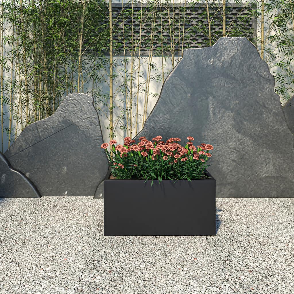 Bloom Rectangular Planter in Fiberstone for Modern Indoor and Outdoor Patio Planter Flower Pot with Drainage