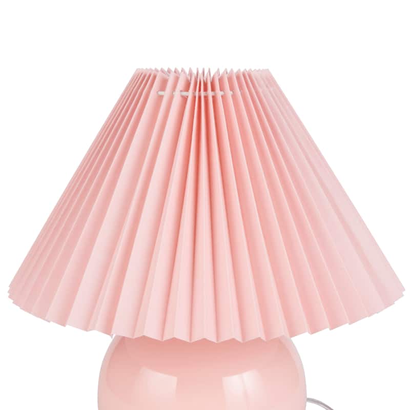 Nourison 13" Round Ceramic Table Lamp with Pleated Shade