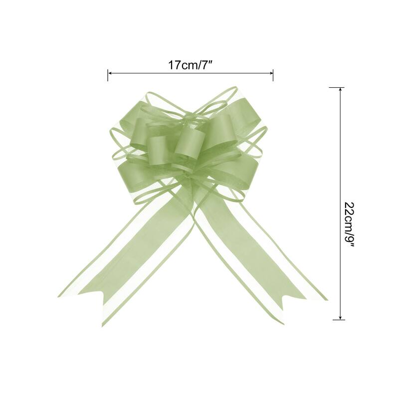 20pcs 9" Large Pull Bow Gift Wrapping Big Organza Bows Ribbon - Army Green