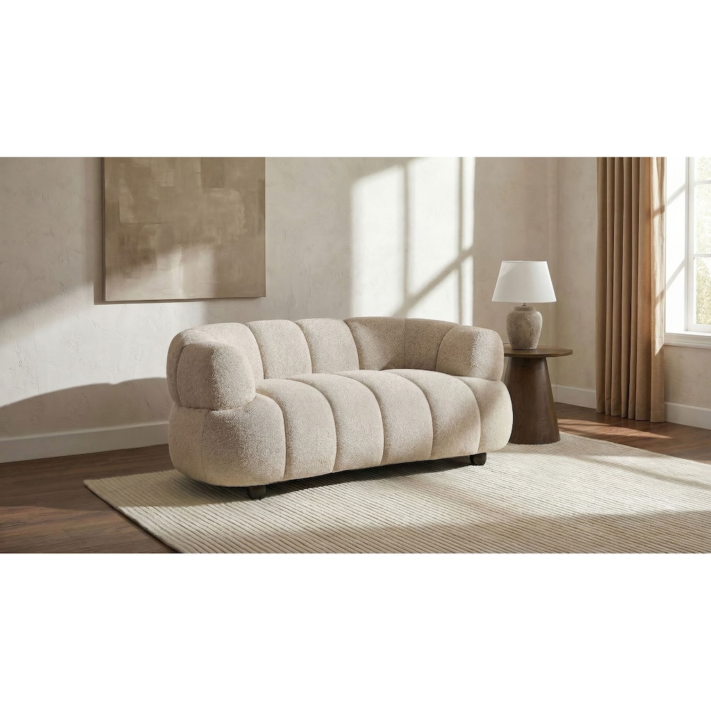 Whitney Contemporary Channel Tufted Fabric Upholstered Loveseat