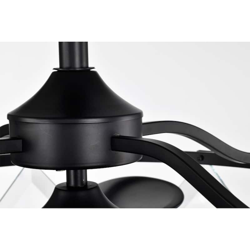 Dakota Bravo Crystal Style Ceiling Fandelier 25 Inch Matte Black finish 6 Light with Remote