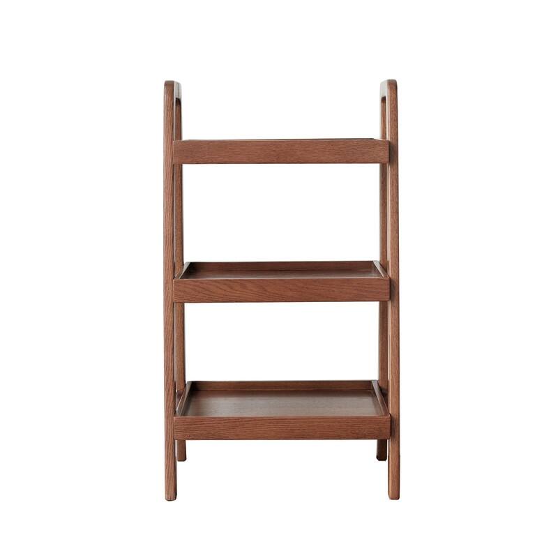 Solid Oak Wood Ladder Shelf,3-Tier Storage for Home & Office