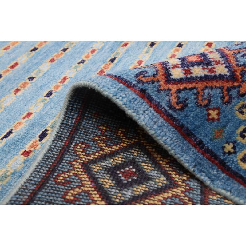 ECARPETGALLERY Hand-knotted Peshawar Ziegler Sky Blue Wool Rug - 5'8 x 7'11