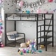 preview thumbnail 2 of 7, Black Twin Size Loft Bed With Bench And Storage Staircase for Home