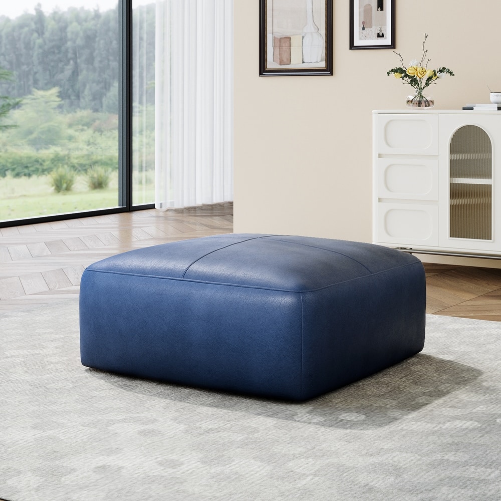 Elliot 22"/ 35"/ 43" W Modern Rectangular Genuine Leather Ottoman