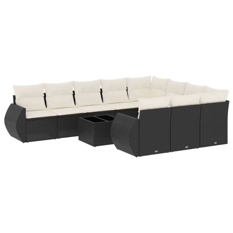 vidaXL Patio Sofa Set with Cushions Outdoor Conversation Furniture Poly Rattan