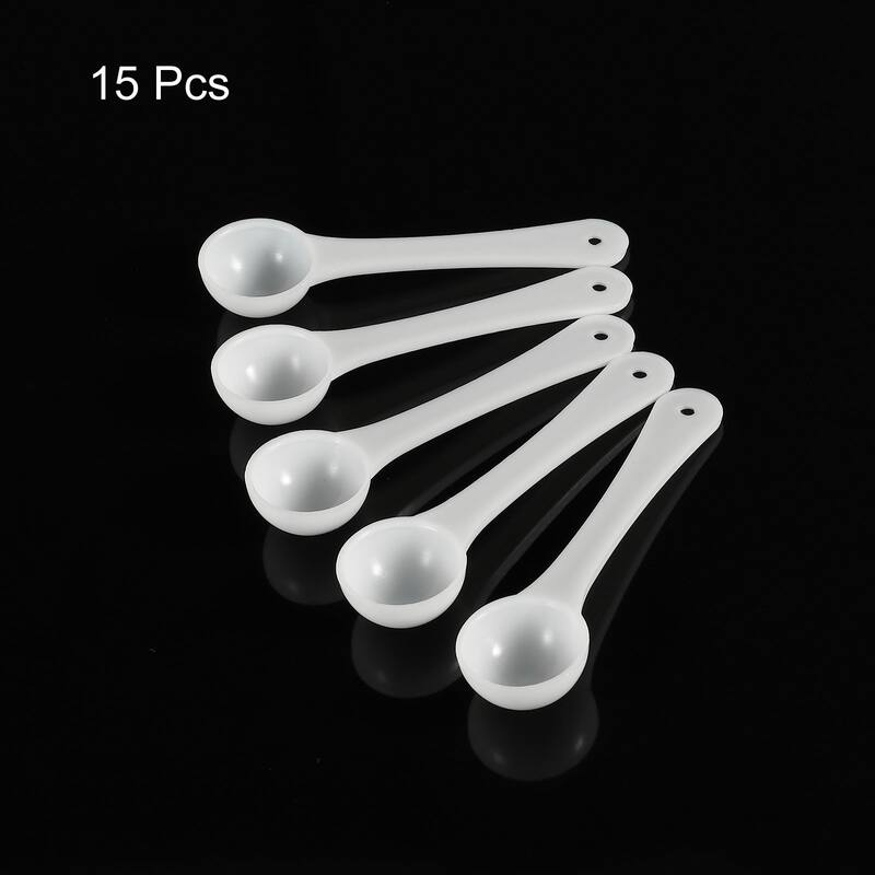 Micro Spoons 1 Gram Measuring Scoop Round Bottom w Hanging Hole 15Pcs - White