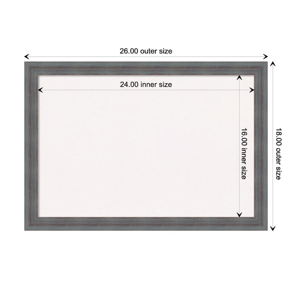 Dixie Blue Grey Rustic Wood Framed White Corkboard Bulletin Board