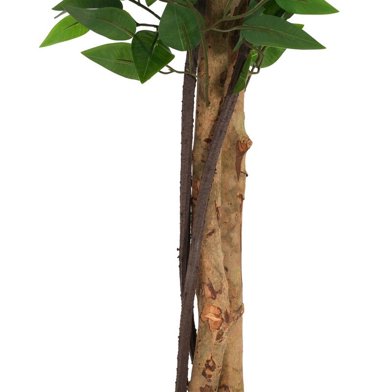 63" Pre-potted Artificial Ficus Tree with Black Plastic Pot