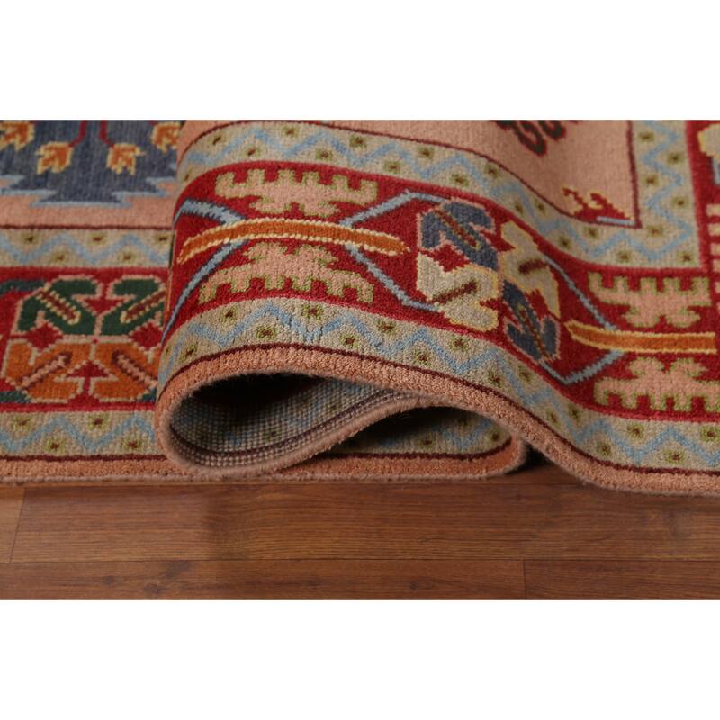 Geometric Kazak Oriental Area Rug Hand-Knotted Wool Carpet - 8'10"x 11'9"