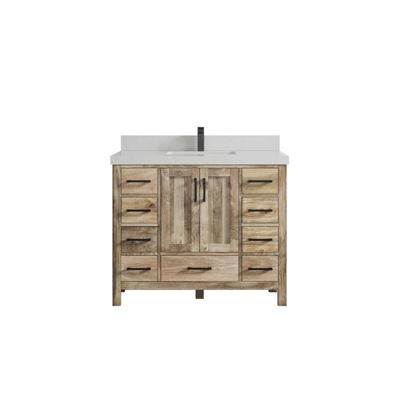 Willow Collections 42 in. W x 22 in. D Malibu Mango Single Sink Bathroom Vanity with Countertop - 2" Carrara Quartz - Natural Mango