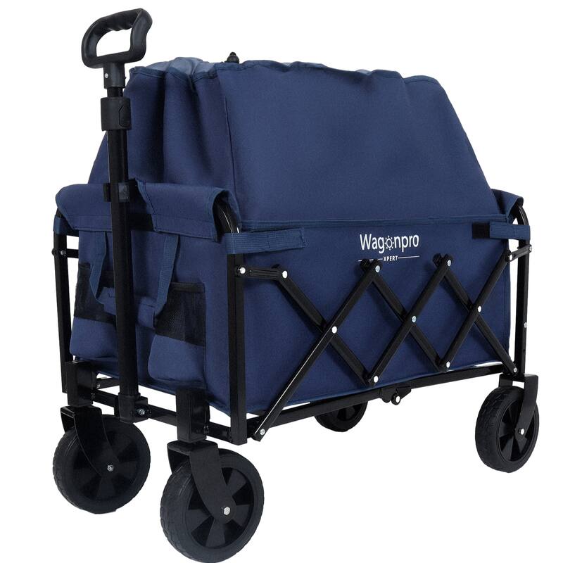 Expandable Dual-Layer Utility Wagon With 100% Extra Space - Grocery Cart For Camping,Supports 225lbs