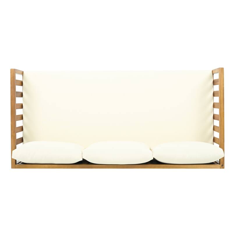 3-Seater Acacia Wood Daybed with Water-Resistant Cushions and Slat Design