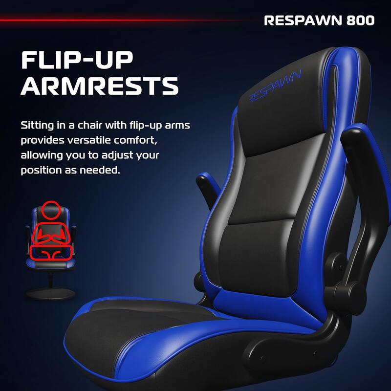 RESPAWN 800 Gaming Chair Floor, Swivel Rocker Gaming Chair, High Back Ergonomic Floor Gaming Chair for Kids and Adults