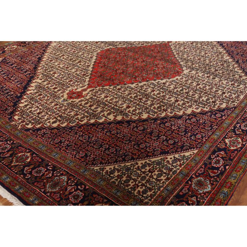 Hand Knotted Oriental 100% Wool Carpet Traditional Medallion Beige & Ivories Bidjar Area Rug - 12' 10'' X 10' 1''