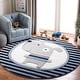 preview thumbnail 10 of 24, SAFAVIEH Carousel Kids Basimah Stripe Dog Rug 5'3" Round - Navy/Ivory