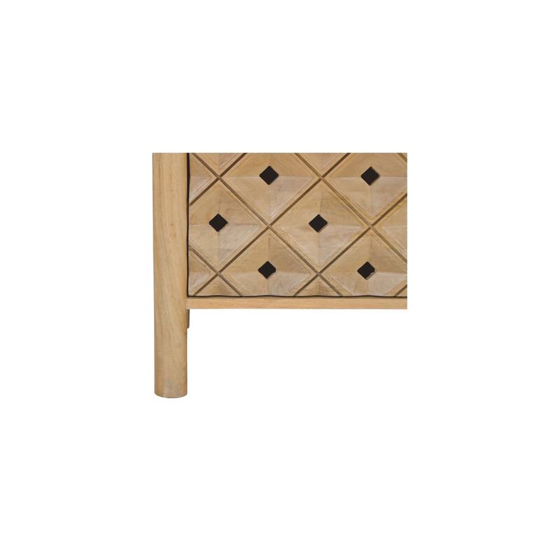 NADAAL STUDIOS Talric Natural Mango Wood 6-Drawer Dresser with Geometric Carved Front