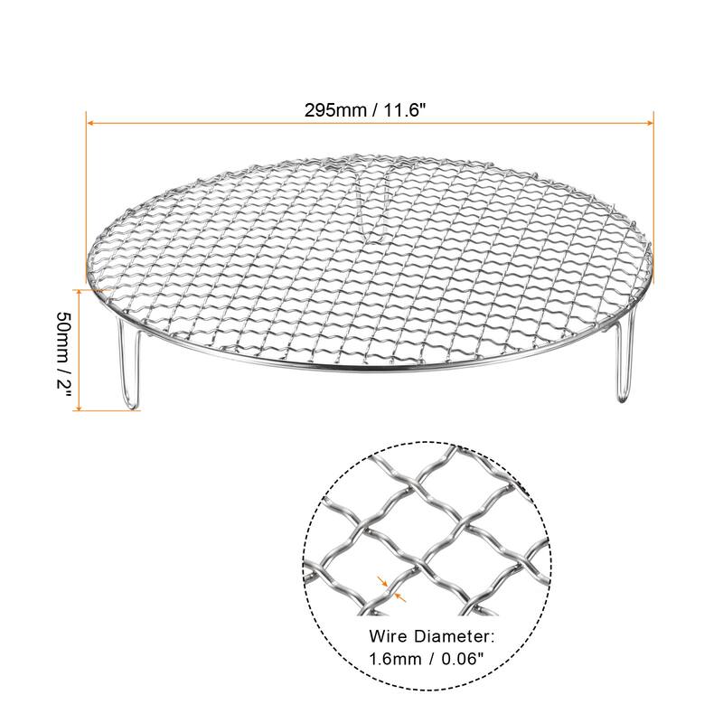 Round Cooking Rack 11.6" Stainless Steel Cross Wire Barbecue Grill W 50mm Legs - 11.6 Inch - Silver