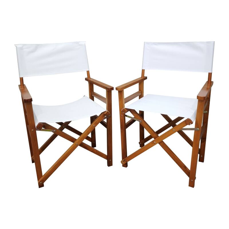 Black Canvas Director's Chair with Foldable Design - White