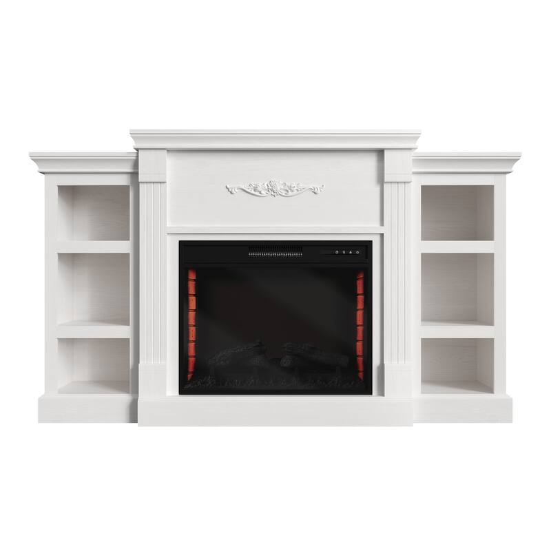 Farmhouse 70 inch TV Stand with 28" Electric Fireplace, Remote Control