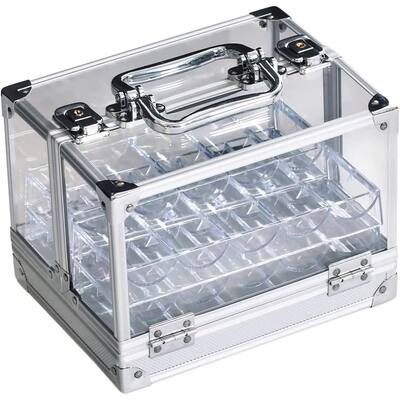 GSE™ 600pcs Aluminum Poker Chip Cases, 600ct Acrylic Poker Chips Carrier with 6 Poker Chip Trays - Clear