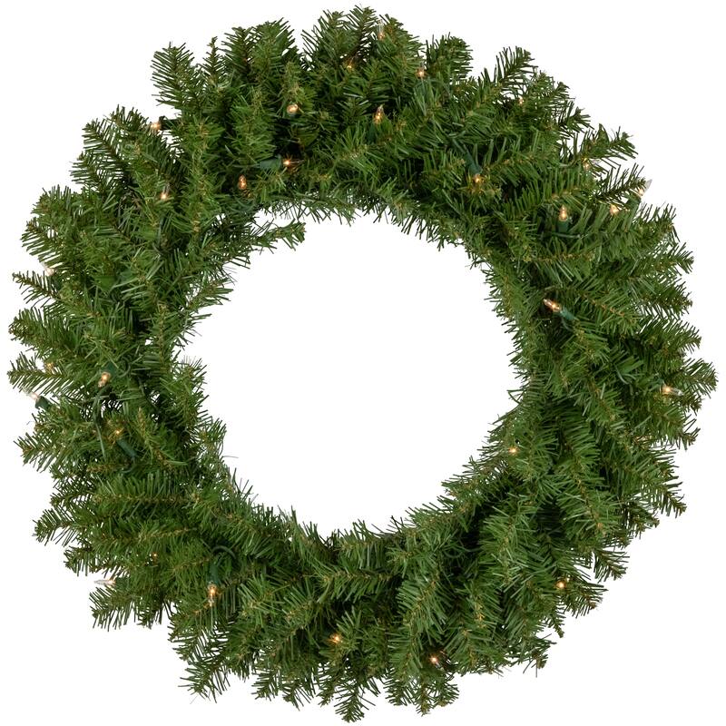 Rockwood Pine Artificial Christmas Wreath, 24-Inch, Clear Lights
