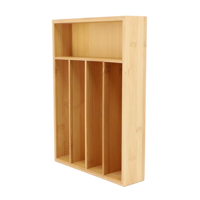Space-Saving Bamboo 5 Section Kitchen and Office Drawer Organizer