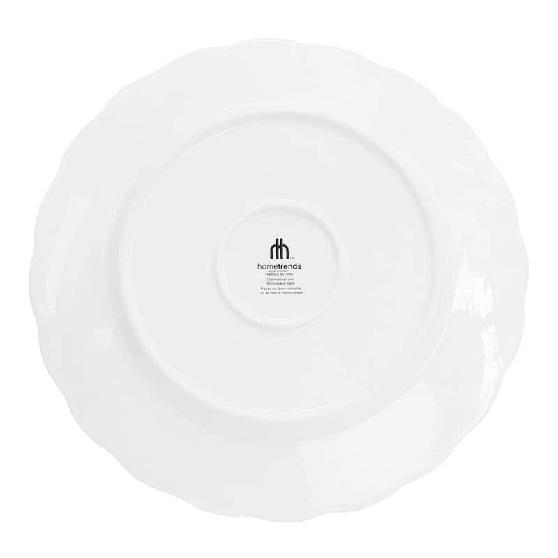12 Piece Fine Ceramic Embossed Dinnerware Set in White