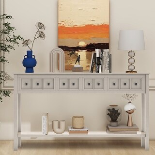 Modern console table, 60 "long sofa table, two different sized drawers ...