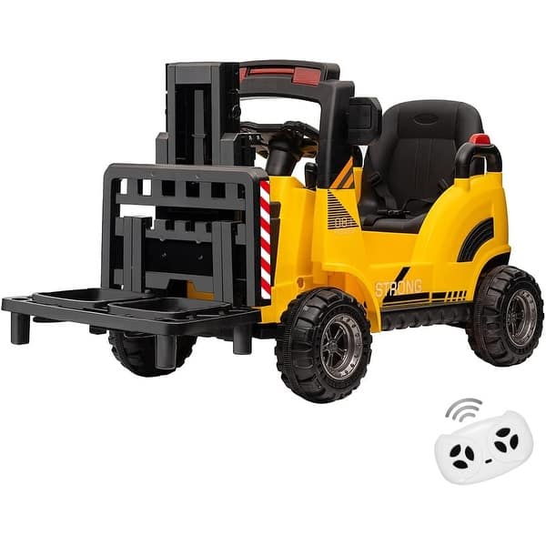 slide 2 of 21, 12V Kids Ride on Forklift Car Yellow