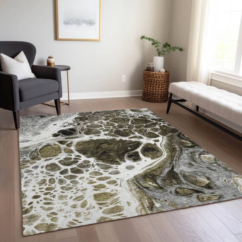 Machine Washable Indoor/ Outdoor Chantille Abstract Contemporary Rug