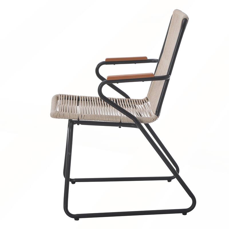 Modern Rope Weave Iron Frame Outdoor Club Chairs Set