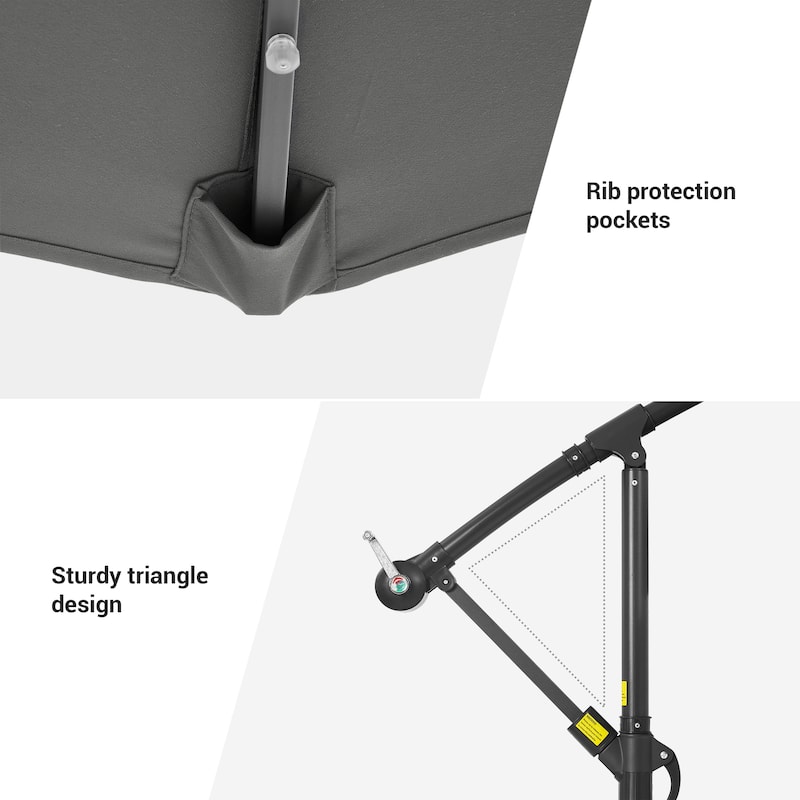 LIVOOSUN Outdoor Patio Umbrella, Square Canopy Offset LED Umbrella