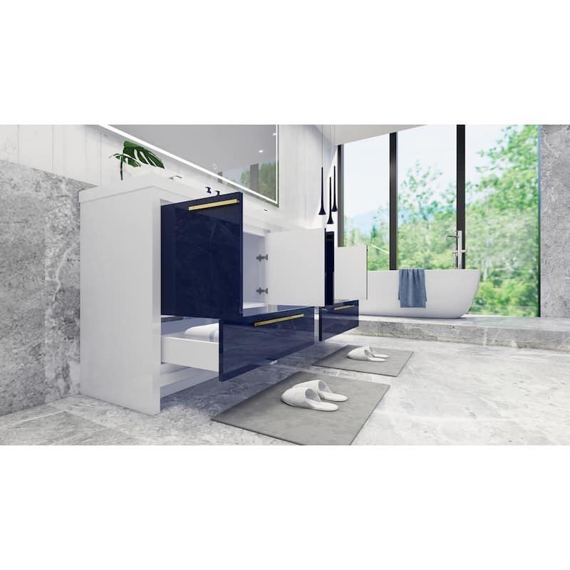 Dolce 72 Freestanding Bath Vanity with Dual Basin Reinforced Acrylic Top