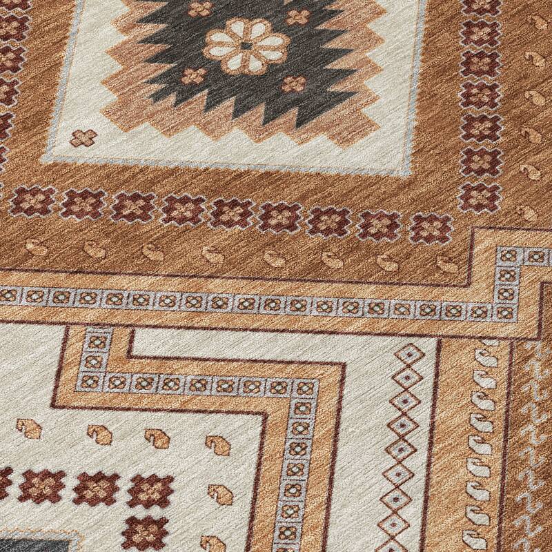 Machine Washable Indoor/ Outdoor Global Boho Chantille Rug