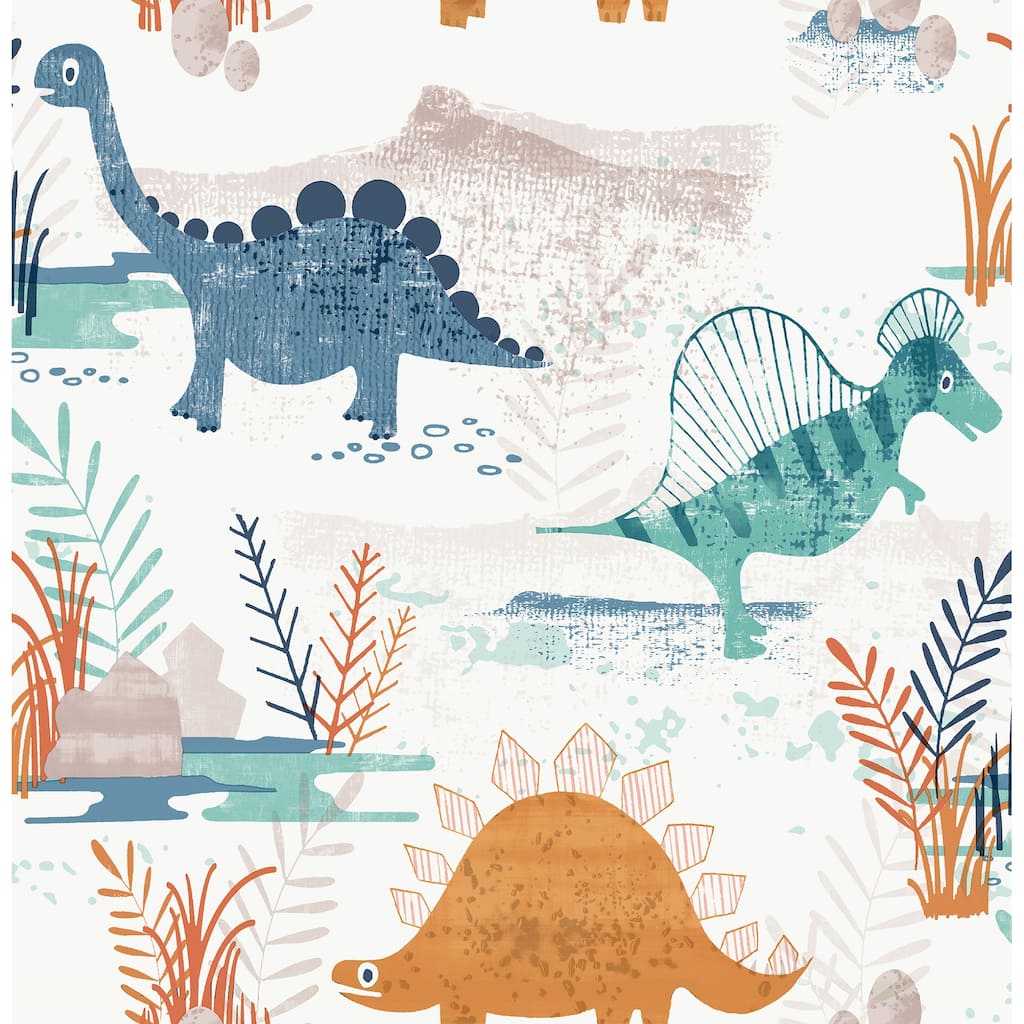 Advantage Prehistoric Dino Orange Whimsical Wallpaper
