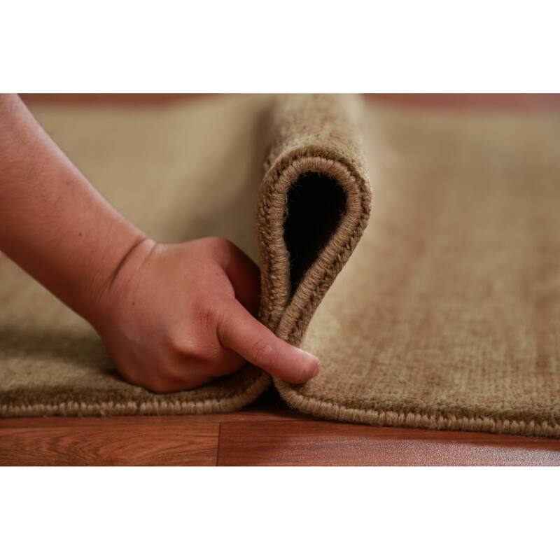 Hand Knotted Oriental 100% Wool Carpet Modern Solid Brown Gabbeh Area Rug - 9' 10'' X 5' 0''