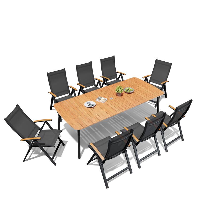 Outdoor 7/9-Piece Patio Dining Set Aluminum Dining Table and Folding Chairs