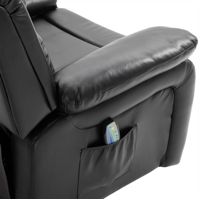 HOMCOM PU Leather Massage Recliner Chair, Swivel Rocker Sofa with Remote Control, Footrest, Padded Seat for Living Room